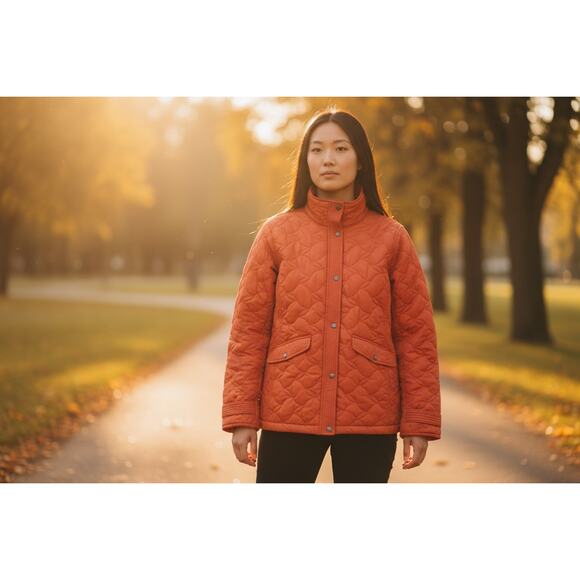 Land's End Jackets & Blazers - Lands End Womens XL Quilted Red Puffer Jacket Lightweight Packable Preppy